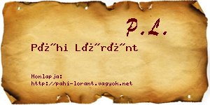 Páhi Lóránt névjegykártya